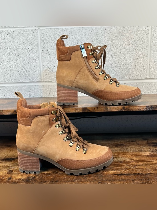 Vionic Shoes - Vionic Spencer Boots Tan Chunky Waterproof Leather Hiker Combat Ankle Zip 8.5